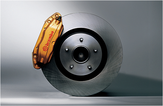 Piston brakes with Brembo 4-wheel bench-rated disc brakes and Brembo 4-wheel aluminum calipers