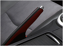 Parking brake lever, with special natural leather cover